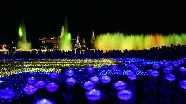 Decorazione Illuminotecnica Bangkok Celebrare Incoronazione Rama — Video Stock