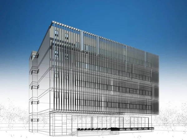 Sketch Design Building Rendering — Stock Photo, Image