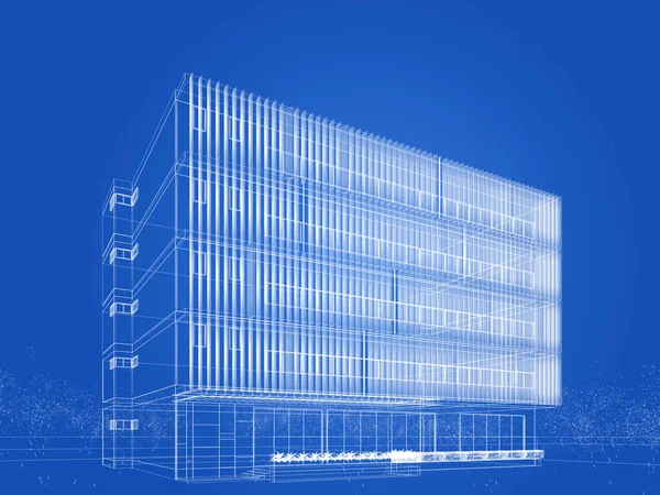 Sketch Design Building Rendering — Stock Photo, Image