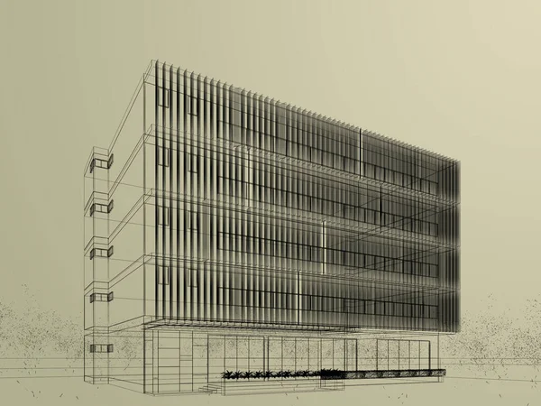 Sketch Design Building Rendering — Stock Photo, Image