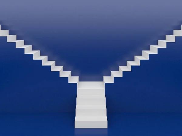 Weiße Treppe Auf Blauem Hintergrund Rendering — Stockfoto