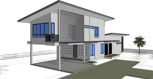 Skizze Entwurf Des Hauses Vektor Vektor — Stockvektor