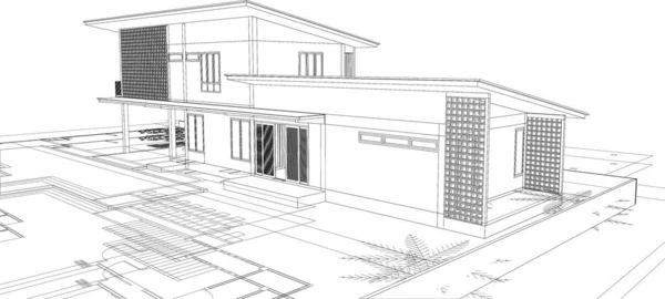 Croquis Conception Maison Vecteur Vecteur — Image vectorielle