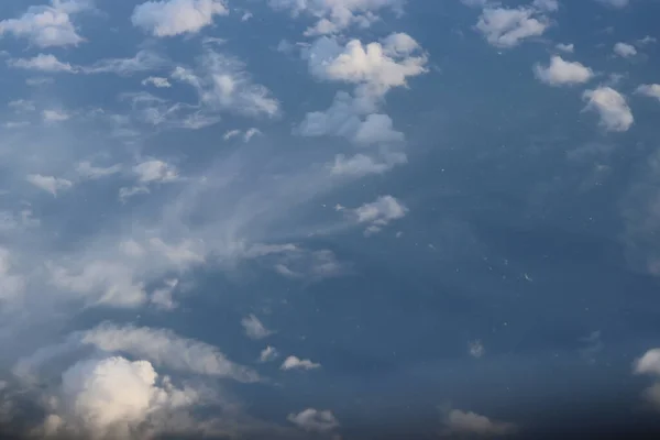 White Clouds Blue Ocean View Plane Window — Stock Photo, Image