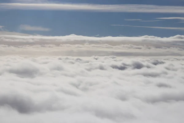 Beautiful White Clouds Blue Sky View Airplane Window — Stock Photo, Image