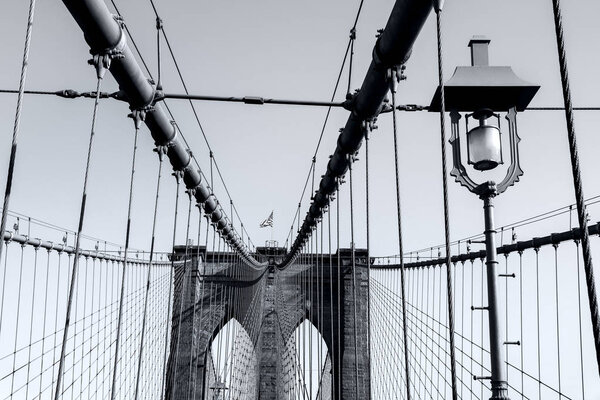 Fragment of the Brooklyn bridge in New York