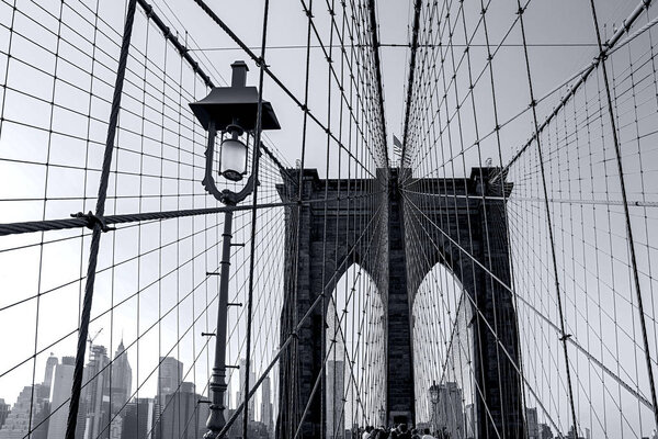 Fragment of the Brooklyn bridge in New York