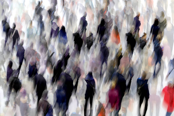 abstract image of people in the lobby of a modern business center with a blurred background