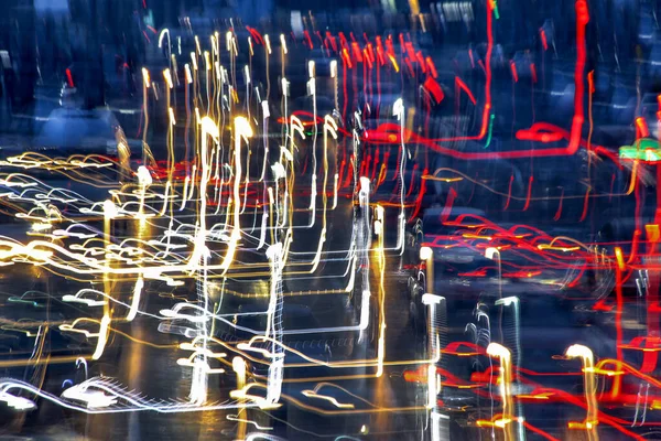 Подсветка Ночная Жизнь Городского Движения Размыты — стоковое фото