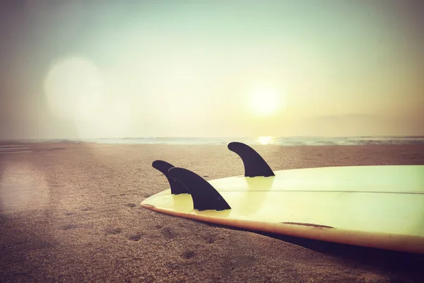 Ретро Стиль Фото Дошки Серфінгу Пляжі Заході Сонця — стокове фото