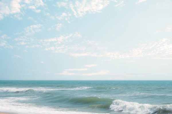Морський Пейзаж Хвилястий Піни Пляжний Фон Старовинному Стилі Природи — стокове фото