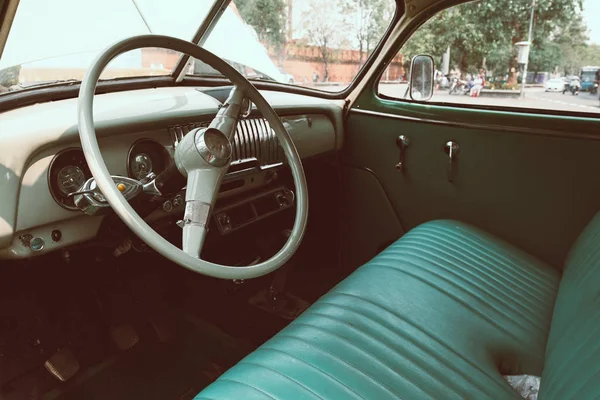 Interior Carro Vintage Estilo Clássico Vintage Efeito Filtro Cor Filme — Fotografia de Stock