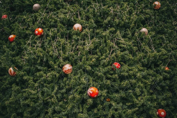 Árvore Natal Vintage Com Decoração Bola Efeito Filtro Luz Brilhante — Fotografia de Stock