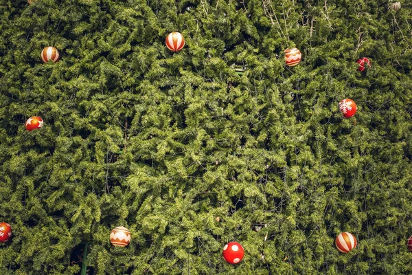 Árbol Navidad Vintage Con Decoración Bolas Efecto Filtro Luz Brillante —  Fotos de Stock