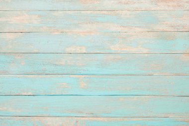 Vintage beach tahta arka plan - eski ahşap tahta turkuaz mavi pastel renkte boyalı yıpranmış..