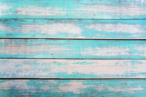 ヴィンテージビーチウッドの背景 古い風化した木製の板ターコイズまたは青の海の色で塗装 — ストック写真