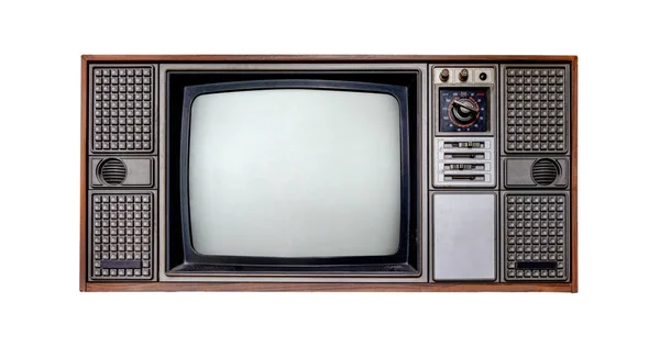 Винтажное Телевидение Старый Телевизор Изолировать Белом Вырезкой Путь Объекта Ретро — стоковое фото
