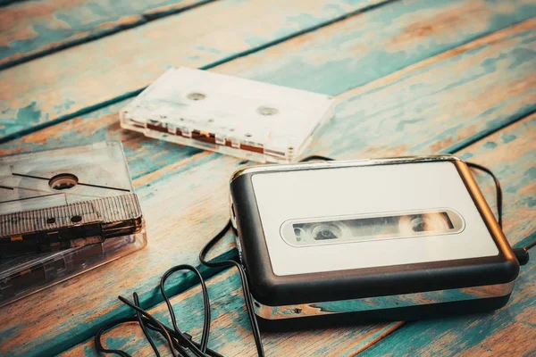 Vintage Kazettás Lejátszó Audio Cassatte Retro Divat — Stock Fotó