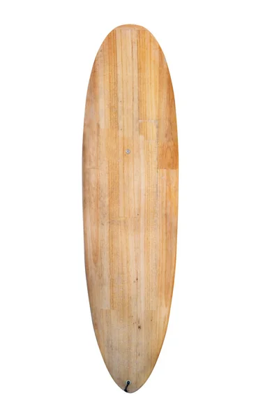 Tabla Surf Madera Vintage Aislada Blanco Con Camino Recorte Para — Foto de Stock