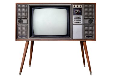 Vintage televizyon - eski Tv izole kırpma yoluyla nesne için beyaz. Retro teknoloji 