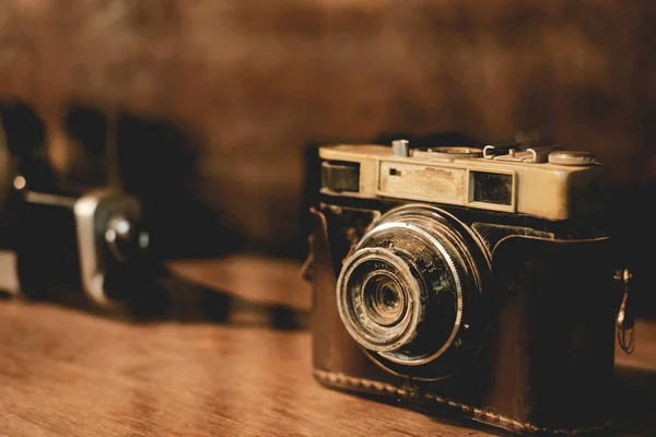 Samlarföremål Klassisk Och Gammal Filmkamera Retro Teknik Vintage Färgton — Stockfoto
