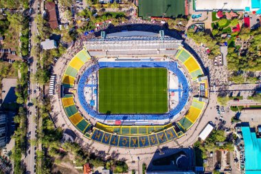 Kazakistan 'daki modern şehrin panoramik görüntüsü