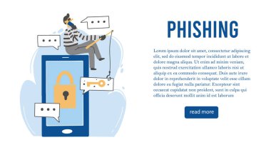 Çevrimiçi dolandırıcı, siber hacker konsepti. Vektör illüstrasyonu.