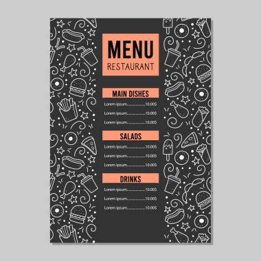 El yapımı fast food karalaması. Vektör illüstrasyonu.