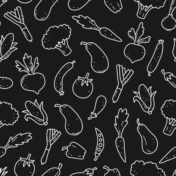 Handritade sömlösa mönster av grönsaker. Vektorillustration. — Stock vektor