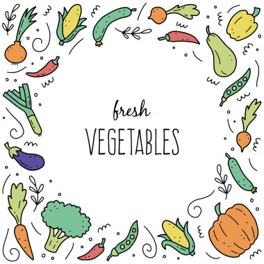 El çizimi sebzeler. doodle skecth biçiminin vektör illüstrasyonu.