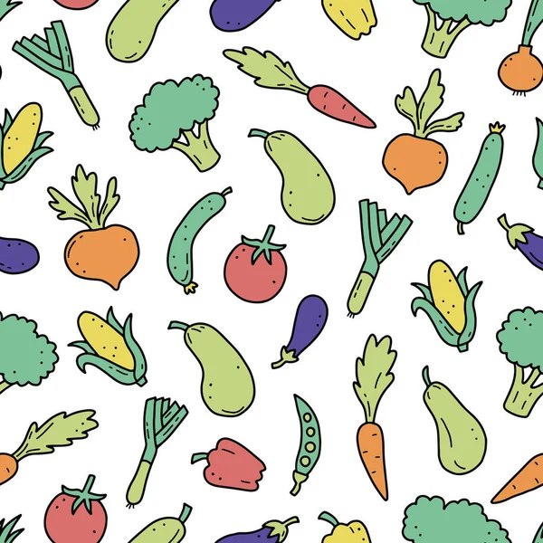 Ручной рисунок бесшовной картины из овощей. Векторная иллюстрация . — стоковый вектор