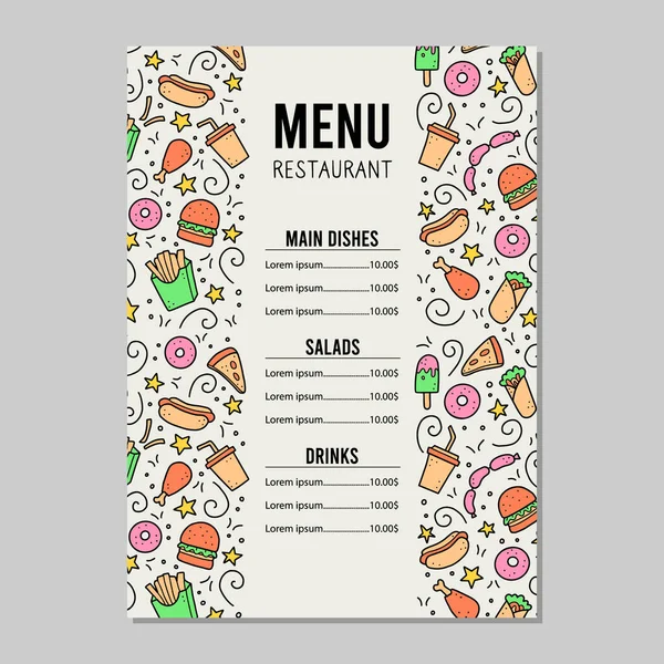 El yapımı fast food karalaması. Vektör illüstrasyonu.