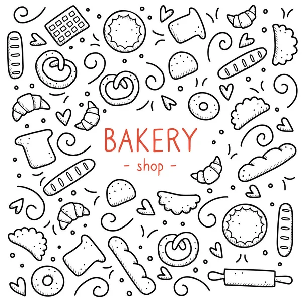 Hand drawn set of bakery and baking elements. Vector illustration. — Stock Vector