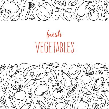El çizimi sebzeler. doodle skecth biçiminin vektör illüstrasyonu.