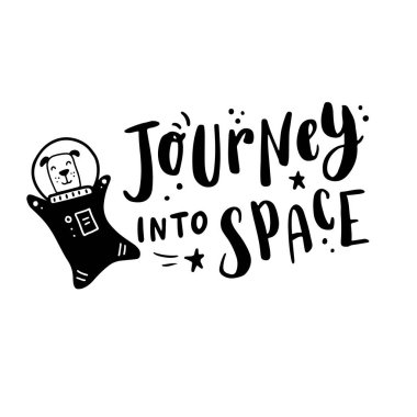 Güzel el çizimi, Uzay alıntısı. Vektör illüstrasyonu.