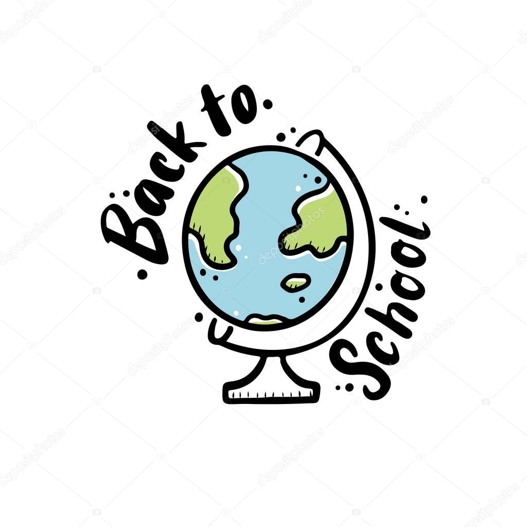 Cute hand drawn lettering Back to school quote by doodle sketch style. Vector illustration slogan for kids poster, children banner for school or education.