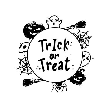 Cadılar Bayramı 'ndan elle çizilmiş bir alıntı. Vektör illüstrasyonu.