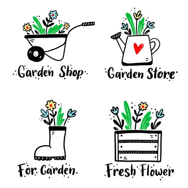 Handgetekende aanhalingstekens uit de tuin. Vectorillustratie. — Stockvector