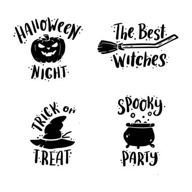 Cadılar Bayramı 'ndan elle çizilmiş bir alıntı. Vektör illüstrasyonu.