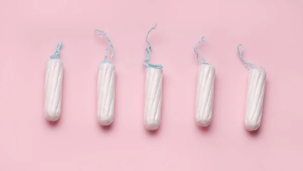 Концепция Защиты Время Менструации Тампоны Розовом Фоне — стоковое фото