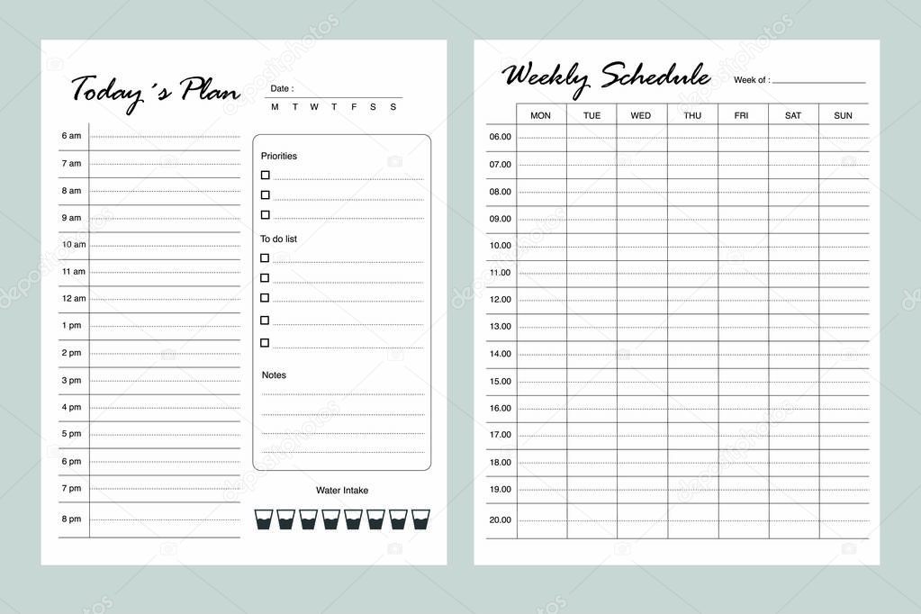 Undated Daily Planner and weekly planner