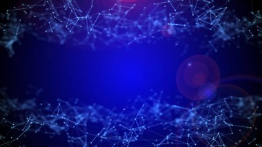 Boş fotokopi alanının soyut arkaplan hareketi dönüşümü ile gelecekteki yenilikçi teknoloji dijital iş konsepti ve iletişim bağlantısını merkezden uzaklaştırmak için çizgi ağı