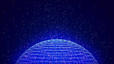 Illustration wirefram Globe hareketi titreşen plexus dijital yenilik teknolojisi gelecekteki fintech iş dünyası uluslararası iletişim ağı engelleme işlem zincirini ademi merkeziyet
