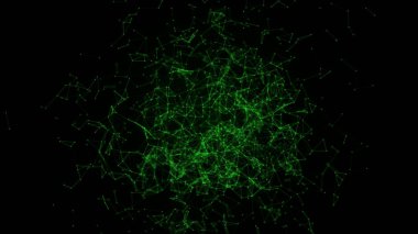 Soyut illüstrasyon arkaplan hareketi dönüşümü ve gelecekteki yenilikçi teknolojinin pleksus deseni üzerindeki titreşimli ışık ile dijital iş noktaları hattı iletişim bağlantısını merkezsizleştir