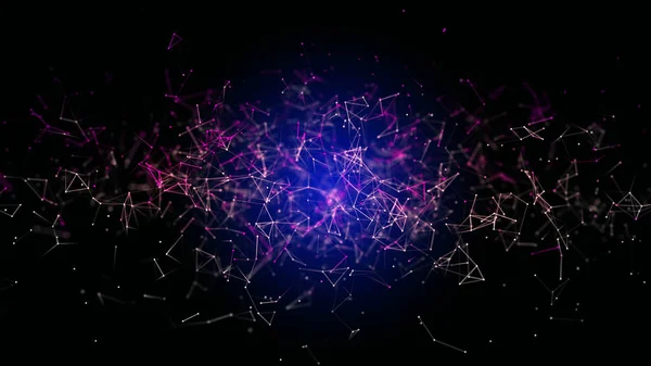 Abstract illustration background motion transformation with flickering light on plexus pattern of future innovation technology digital business dots line network decentralize communication connection