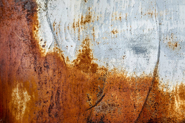 Close up of weathered and rusted metal panel