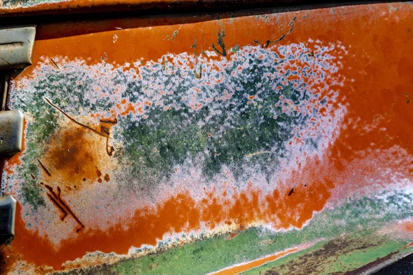 Close up of weathered and rusted metal wall — Stock Photo, Image