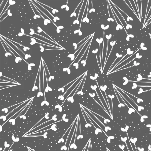 手绘抽象花卉的无缝矢量重复模式 — 图库矢量图片