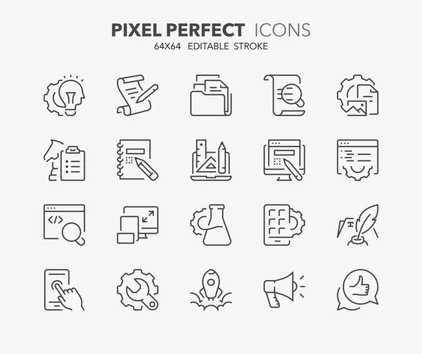 Thin Line Icons Set Website Development Process Outline Symbol Collection — Stock Vector