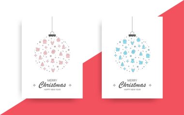Mutlu Noeller ve mutlu yeni yıl tebrik kartı simgeleri ile arka plan desen.
